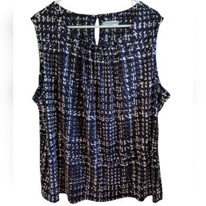 Calvin Klein Navy and White Blouse